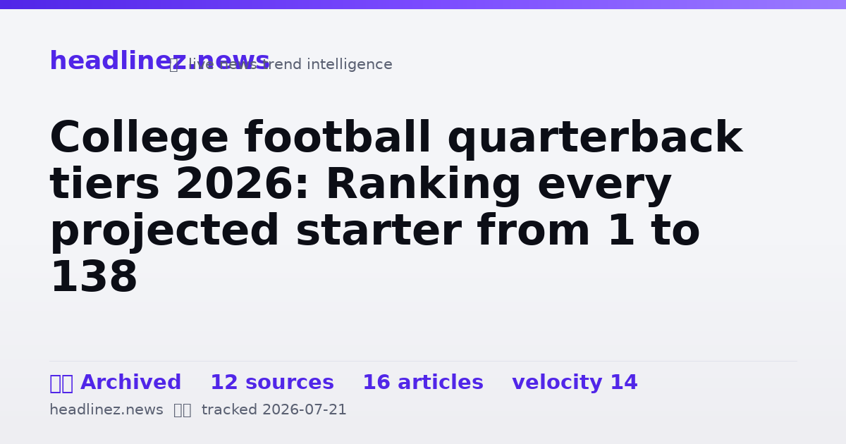 Visual summary for College football quarterback tiers 2026: Ranking every projected starter from 1 to 138