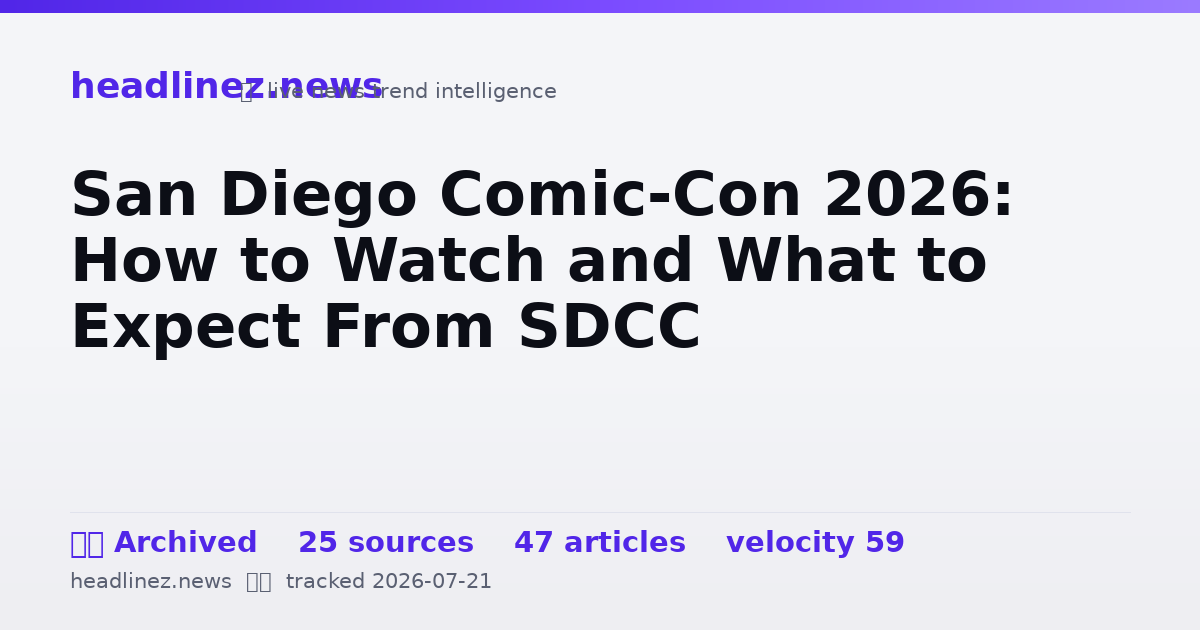 Visual summary for San Diego Comic-Con 2026: How to Watch and What to Expect From SDCC