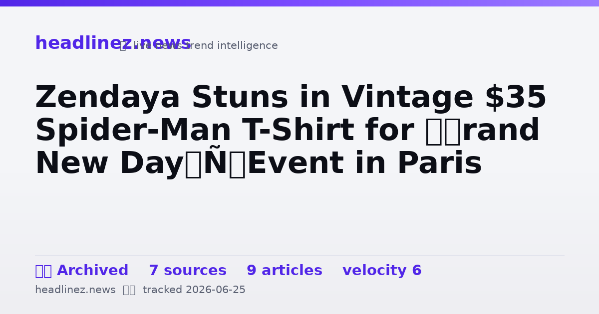Visual summary for Zendaya Stuns in Vintage $35 Spider-Man T-Shirt for ‘Brand New Day’ Event in Paris