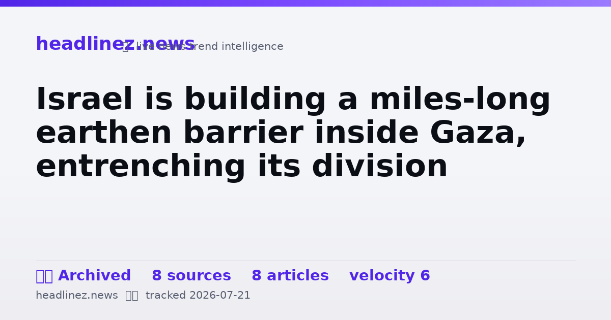 Visual summary for Israel is building a miles-long earthen barrier inside Gaza, entrenching its division