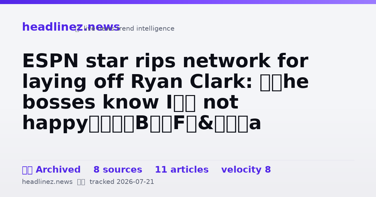 Visual summary for ESPN star rips network for laying off Ryan Clark: ‘The bosses know I’m not happy’