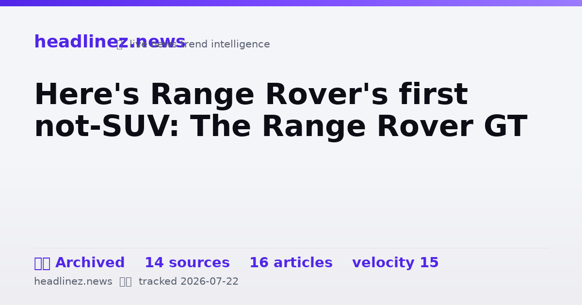 Visual summary for Here's Range Rover's first not-SUV: The Range Rover GT