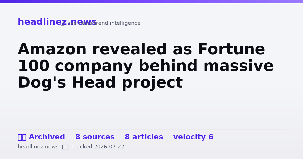 Visual summary for Amazon revealed as Fortune 100 company behind massive Dog's Head project