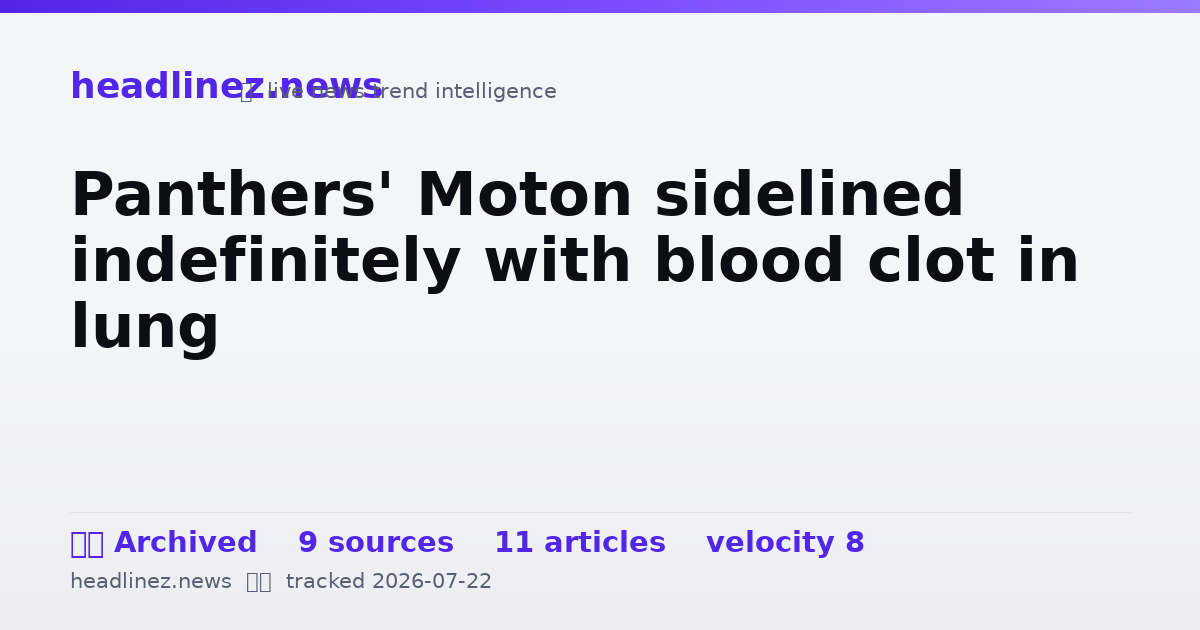 Visual summary for Panthers' Moton sidelined indefinitely with blood clot in lung