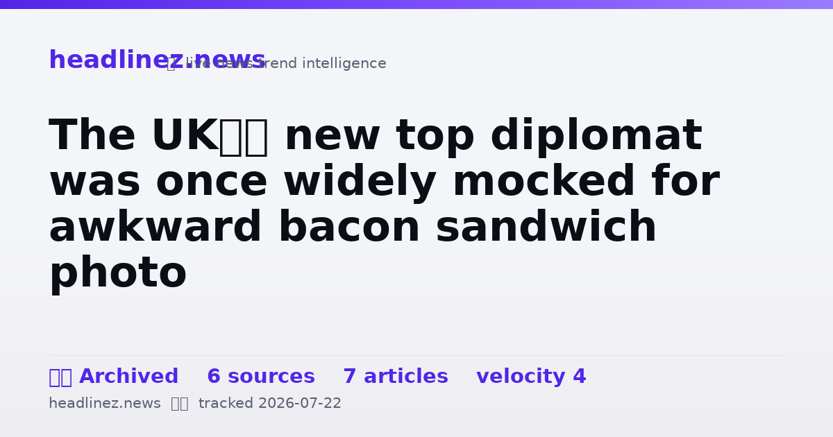 Visual summary for The UK’s new top diplomat was once widely mocked for awkward bacon sandwich photo