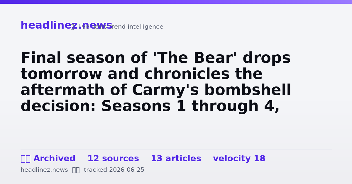 Visual summary for Final season of 'The Bear' drops tomorrow and chronicles the aftermath of Carmy's bombshell decision: Seasons 1 through 4, recapped