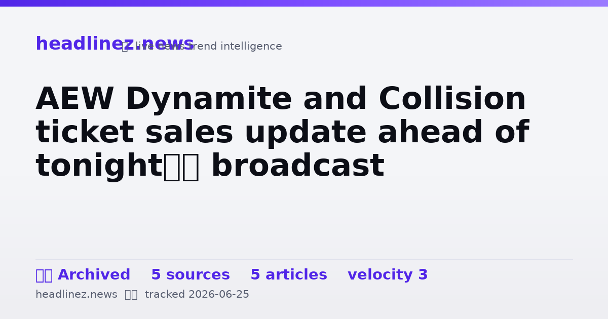 Visual summary for AEW Dynamite and Collision ticket sales update ahead of tonight’s broadcast