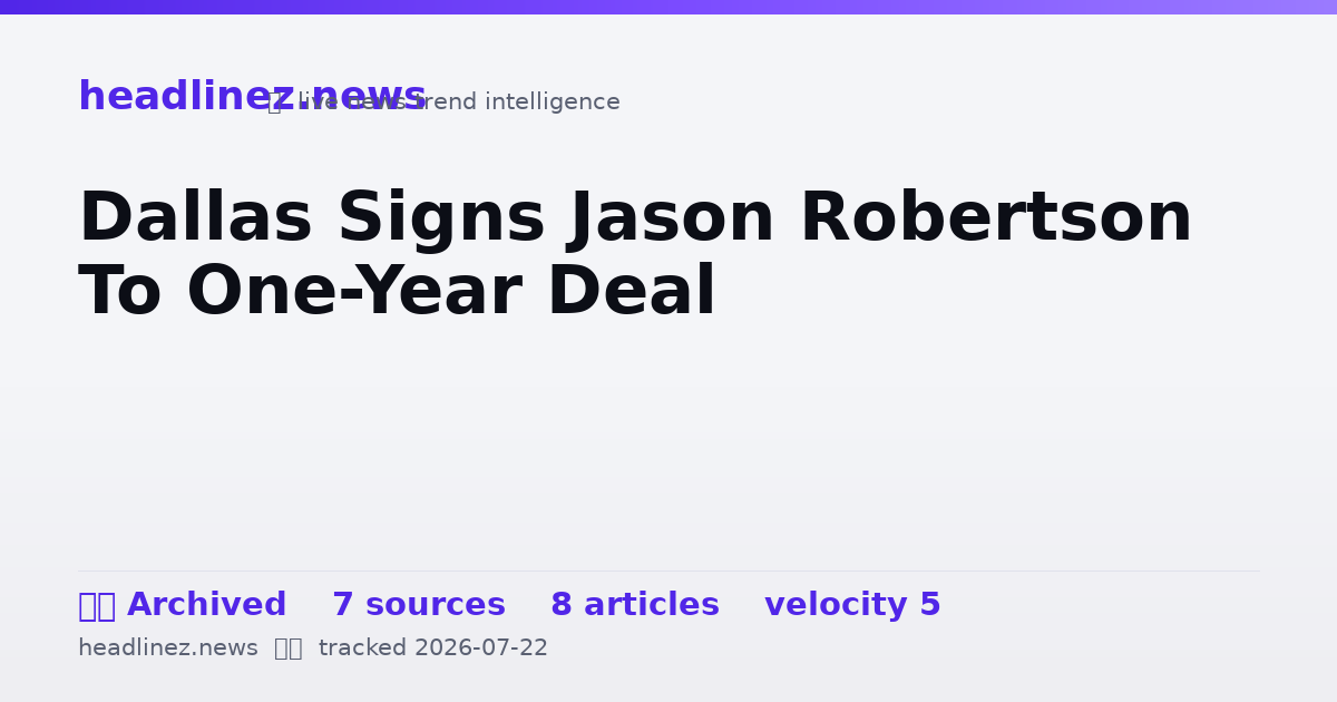 Visual summary for Dallas Signs Jason Robertson To One-Year Deal