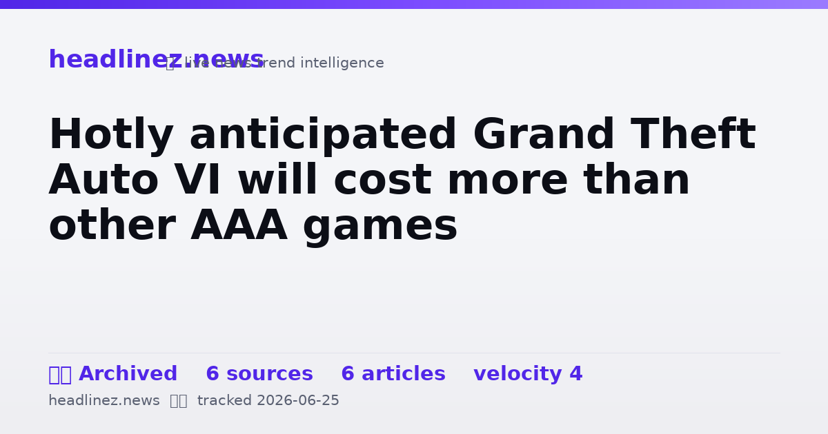 Visual summary for Hotly anticipated Grand Theft Auto VI will cost more than other AAA games