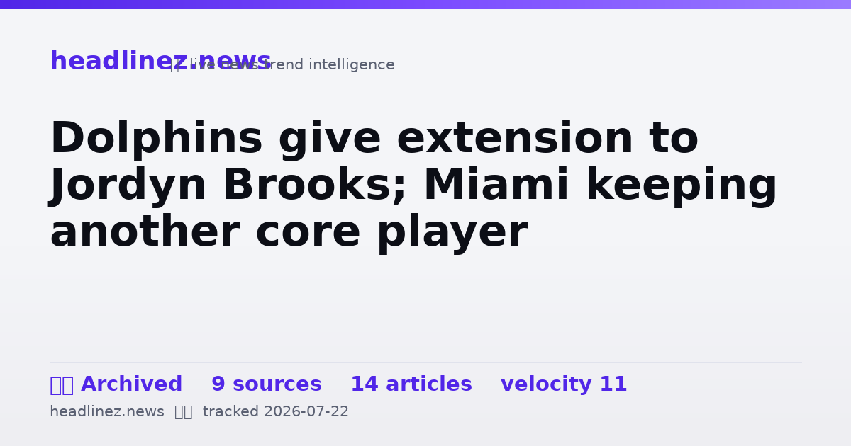 Visual summary for Dolphins give extension to Jordyn Brooks; Miami keeping another core player