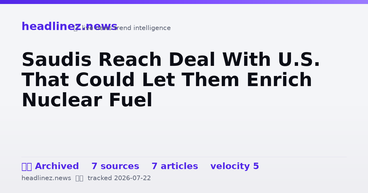 Visual summary for Saudis Reach Deal With U.S. That Could Let Them Enrich Nuclear Fuel