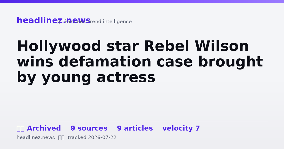 Visual summary for Hollywood star Rebel Wilson wins defamation case brought by young actress