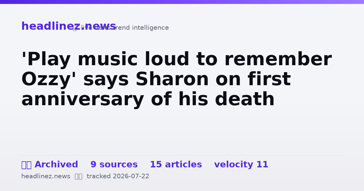 Visual summary for 'Play music loud to remember Ozzy' says Sharon on first anniversary of his death
