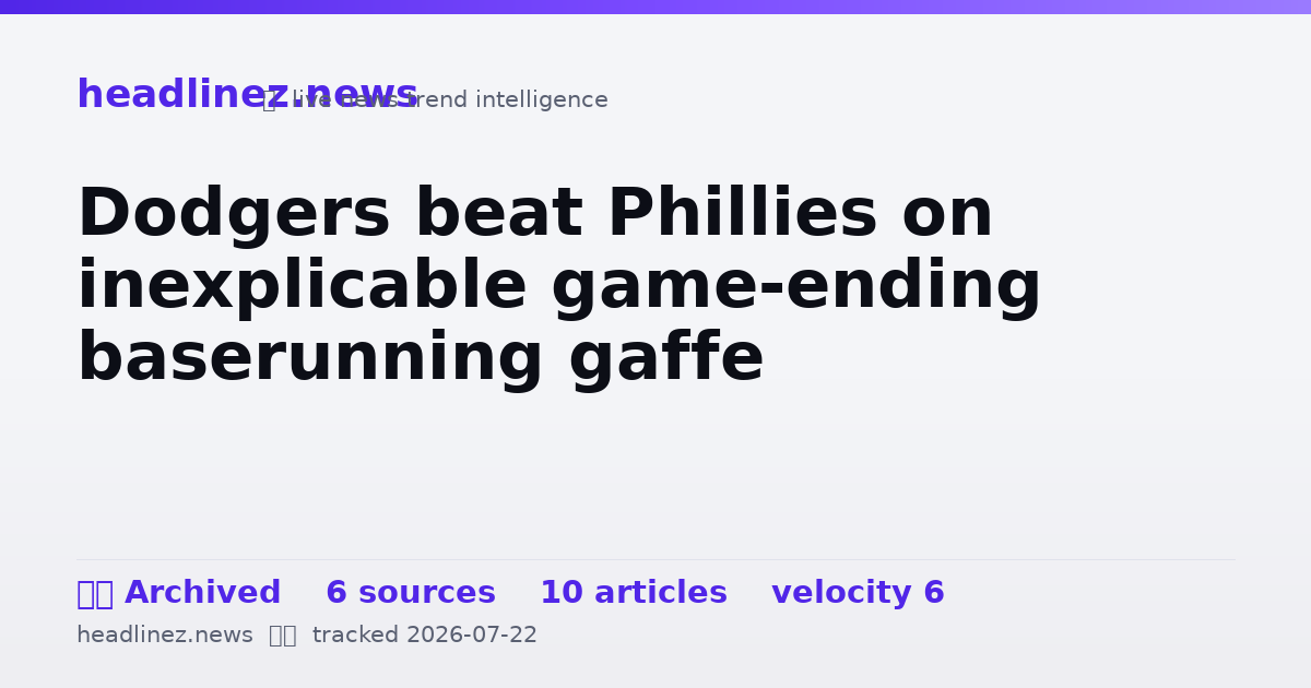 Visual summary for Dodgers beat Phillies on inexplicable game-ending baserunning gaffe