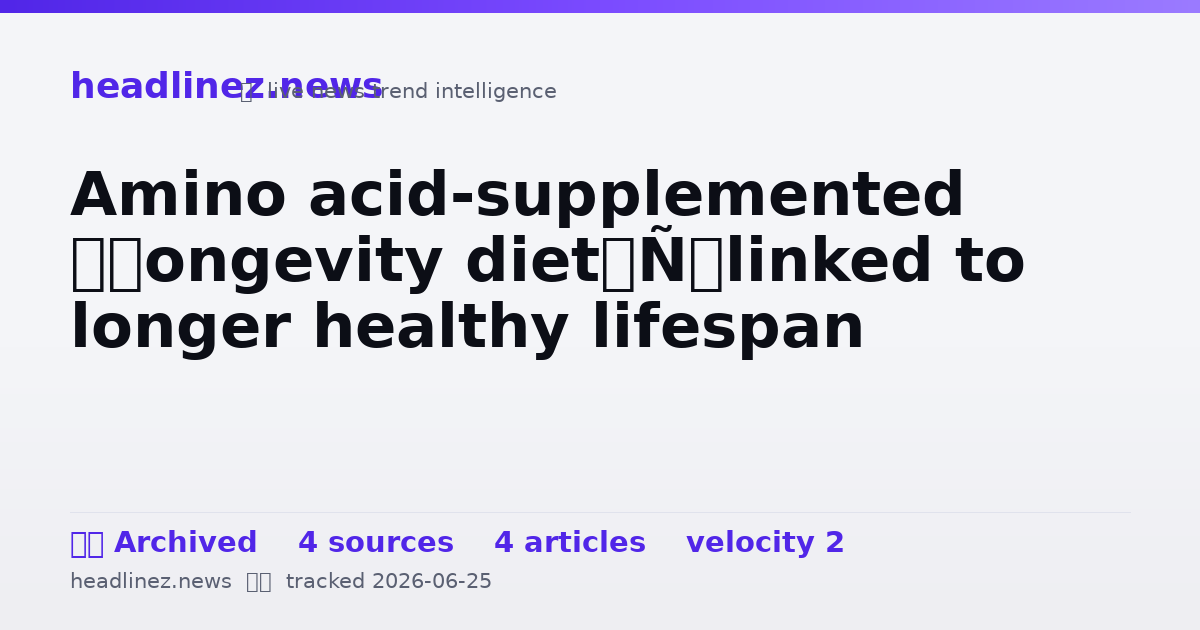 Visual summary for Amino acid-supplemented ‘longevity diet’ linked to longer healthy lifespan