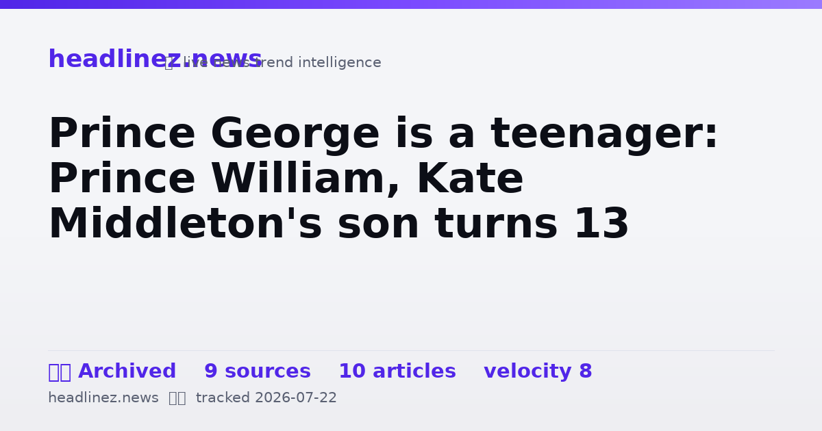 Visual summary for Prince George is a teenager: Prince William, Kate Middleton's son turns 13