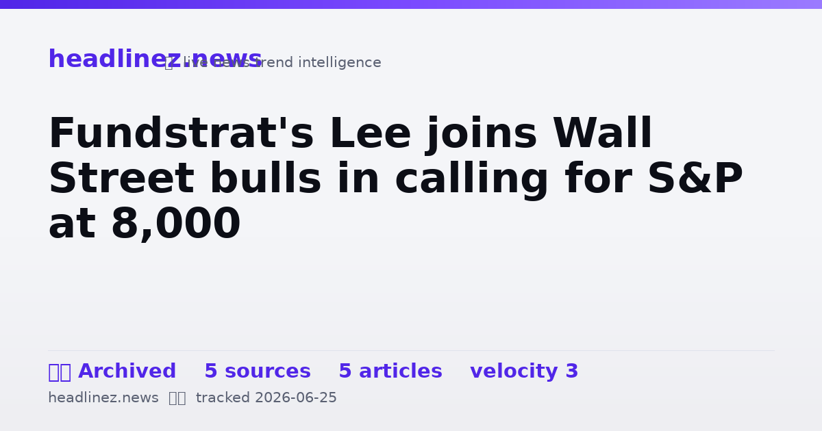 Visual summary for Fundstrat's Lee joins Wall Street bulls in calling for S&P at 8,000