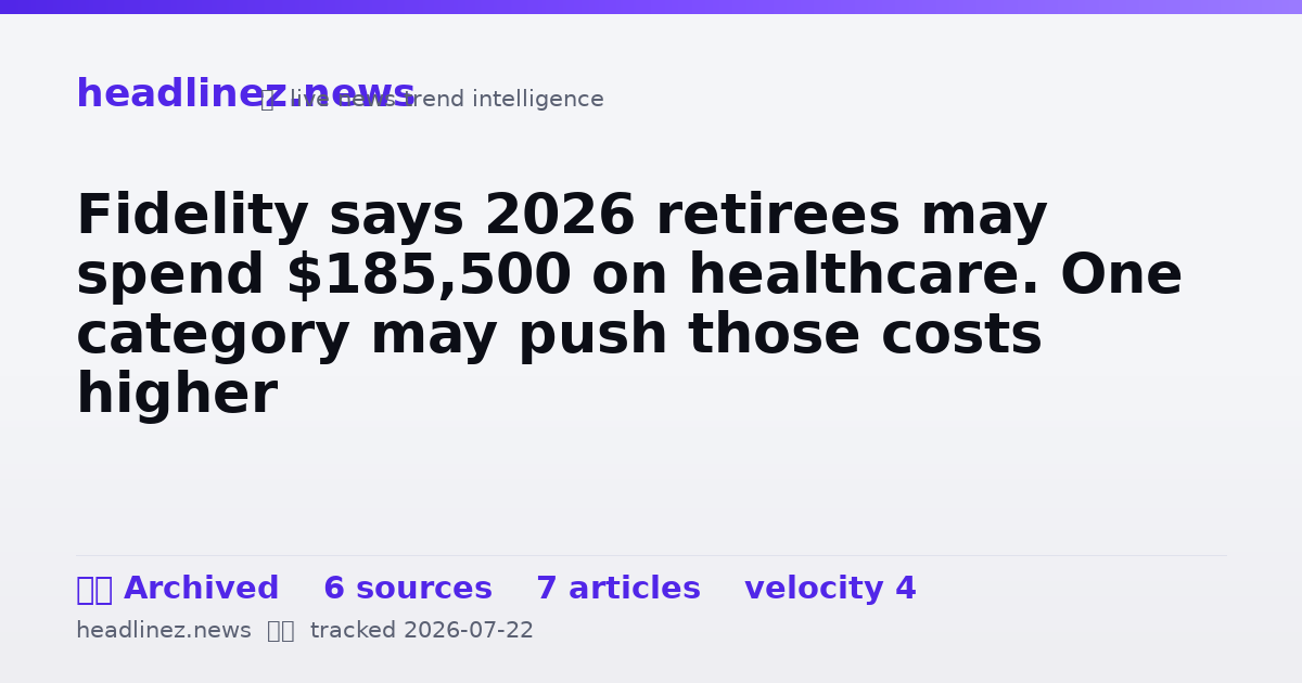Visual summary for Fidelity says 2026 retirees may spend $185,500 on healthcare. One category may push those costs higher