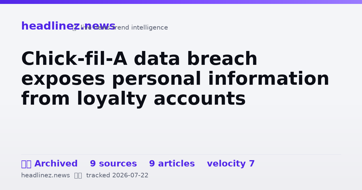 Visual summary for Chick-fil-A data breach exposes personal information from loyalty accounts