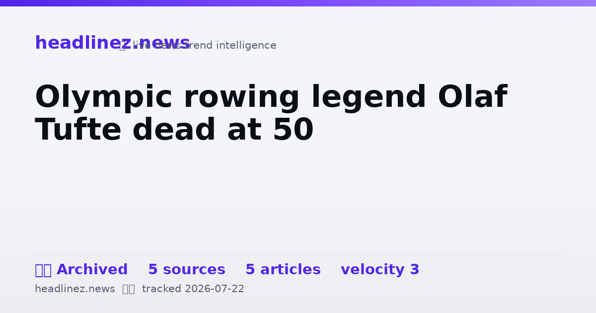 Visual summary for Olympic rowing legend Olaf Tufte dead at 50