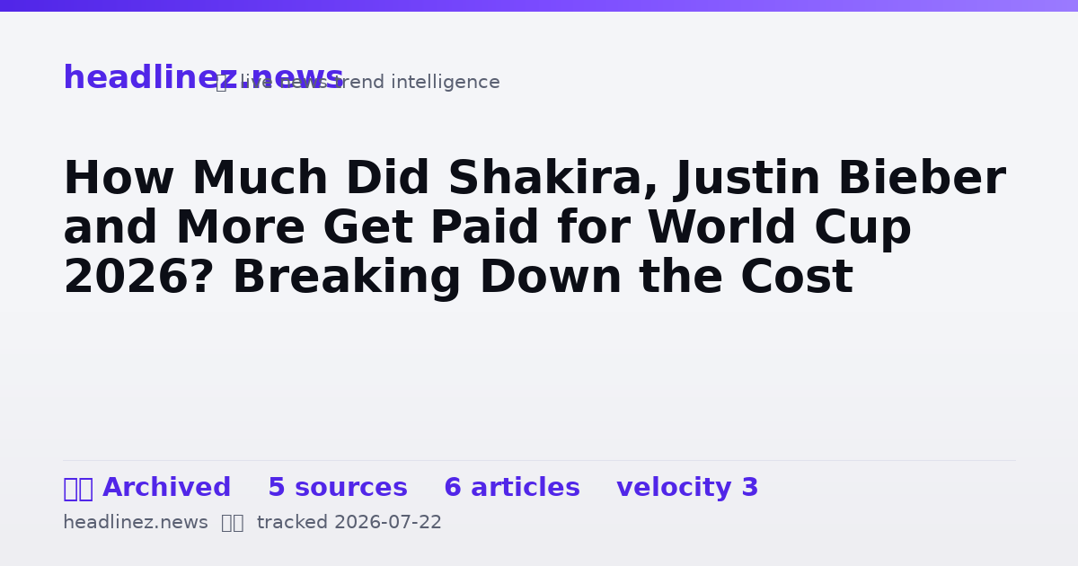 Visual summary for How Much Did Shakira, Justin Bieber and More Get Paid for World Cup 2026? Breaking Down the Cost