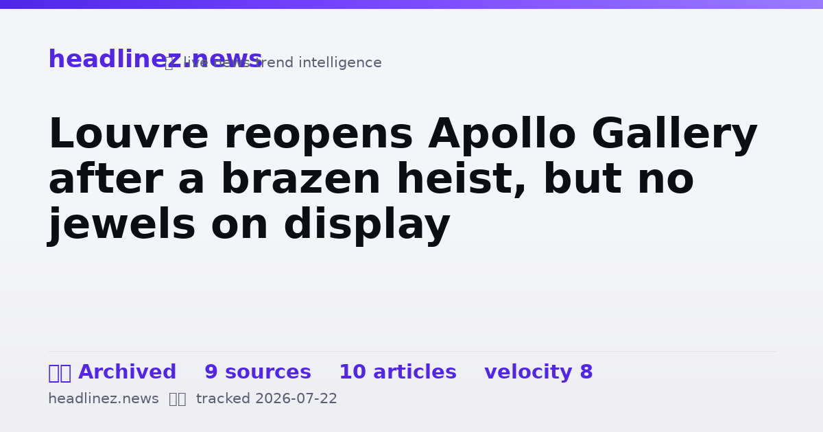 Visual summary for Louvre reopens Apollo Gallery after a brazen heist, but no jewels on display