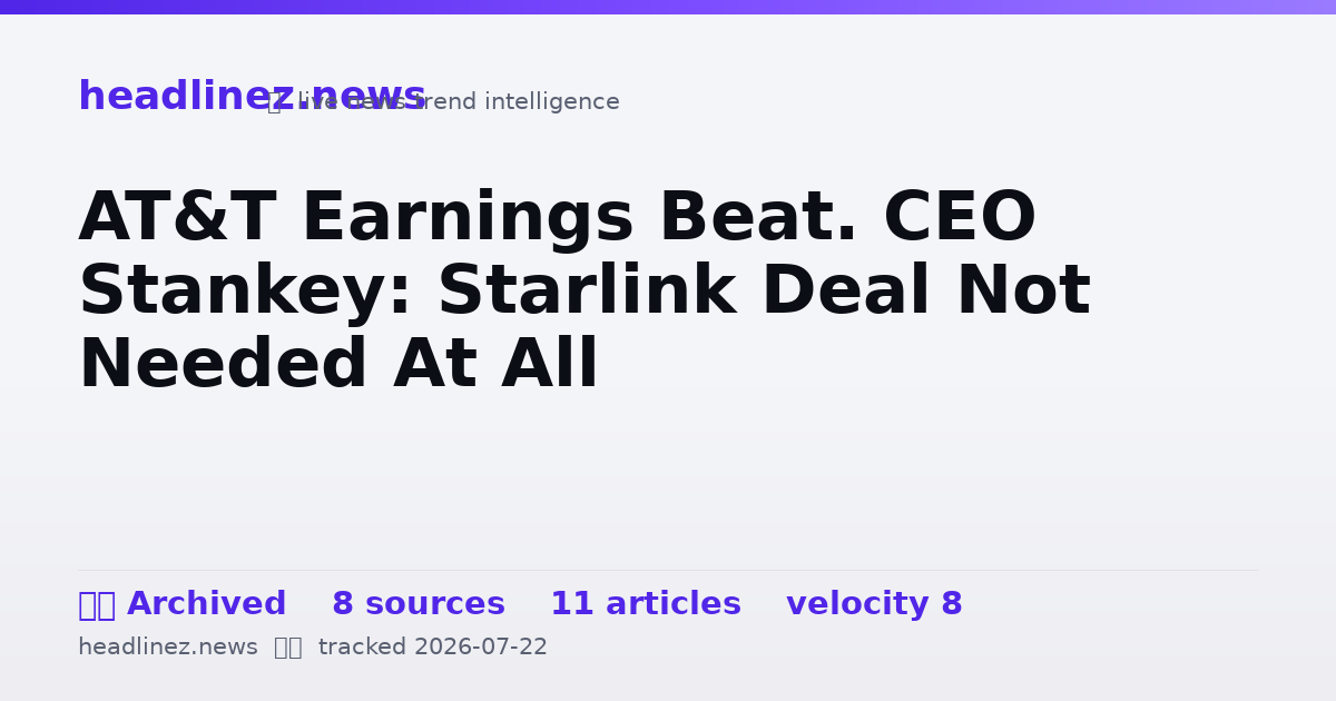 Visual summary for AT&T Earnings Beat. CEO Stankey: Starlink Deal Not Needed At All
