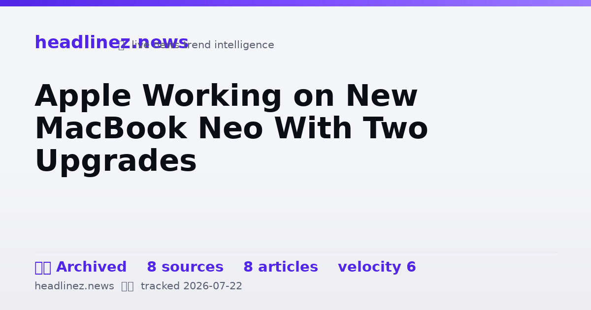 Visual summary for Apple Working on New MacBook Neo With Two Upgrades