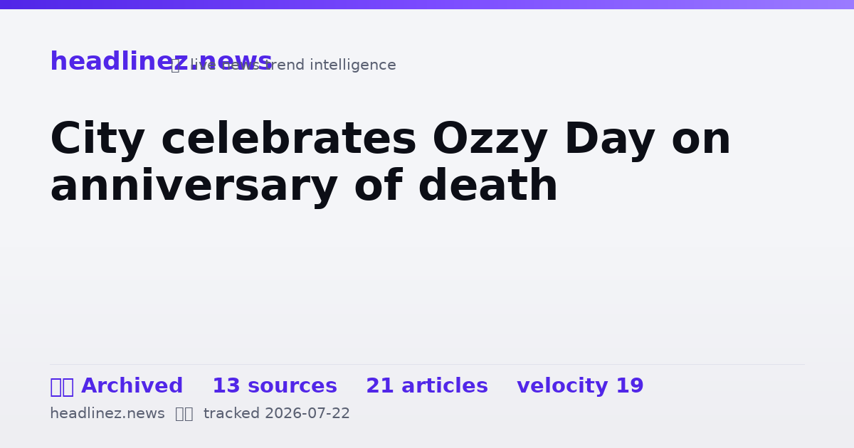 Visual summary for City celebrates Ozzy Day on anniversary of death