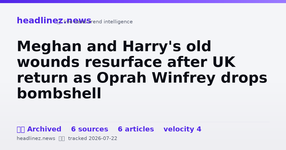 Visual summary for Meghan and Harry's old wounds resurface after UK return as Oprah Winfrey drops bombshell