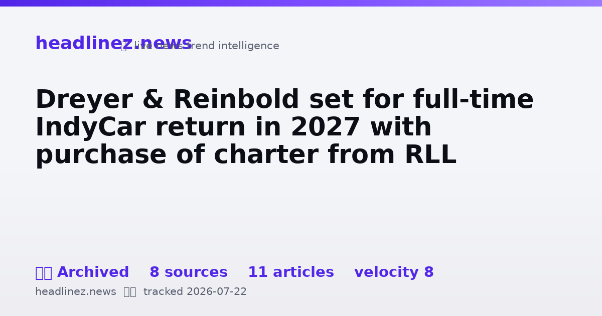 Visual summary for Dreyer & Reinbold set for full-time IndyCar return in 2027 with purchase of charter from RLL