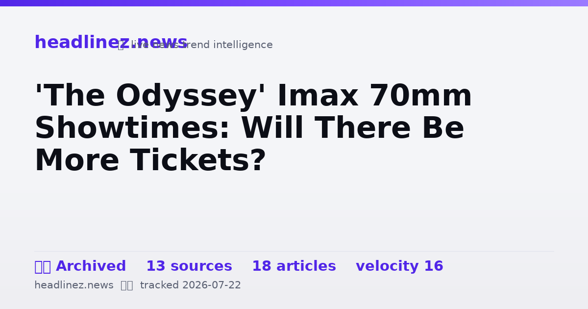 Visual summary for 'The Odyssey' Imax 70mm Showtimes: Will There Be More Tickets?