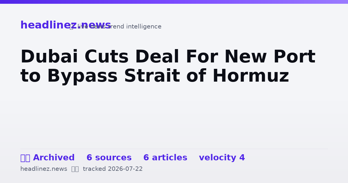 Visual summary for Dubai Cuts Deal For New Port to Bypass Strait of Hormuz