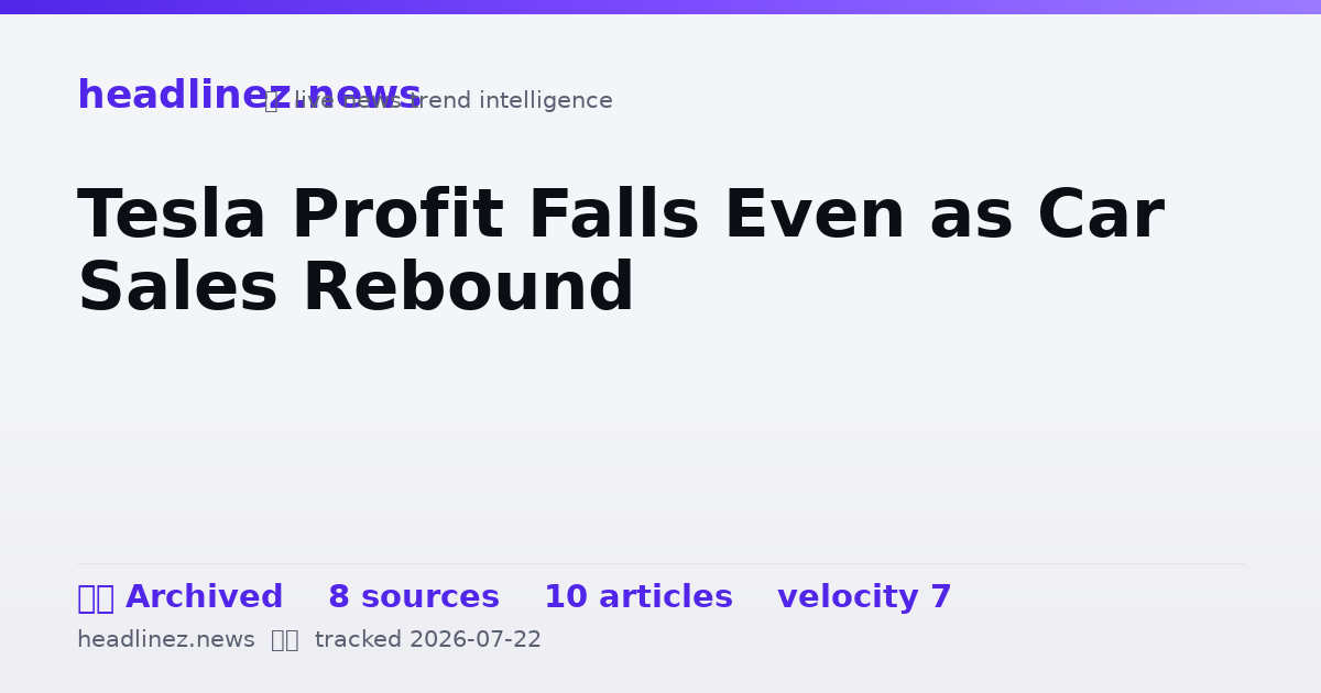 Visual summary for Tesla Profit Falls Even as Car Sales Rebound