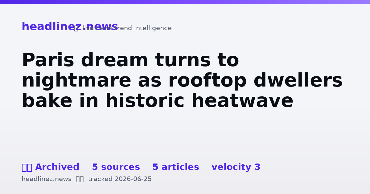 Visual summary for Paris dream turns to nightmare as rooftop dwellers bake in historic heatwave