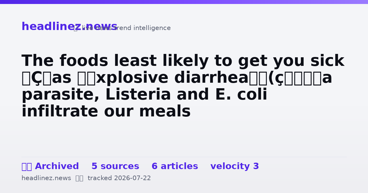 Visual summary for The foods least likely to get you sick — as ‘explosive diarrhea’ parasite, Listeria and E. coli infiltrate our meals