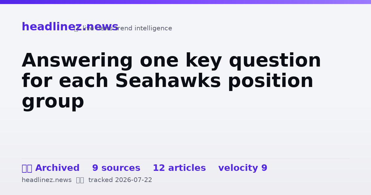 Visual summary for Answering one key question for each Seahawks position group