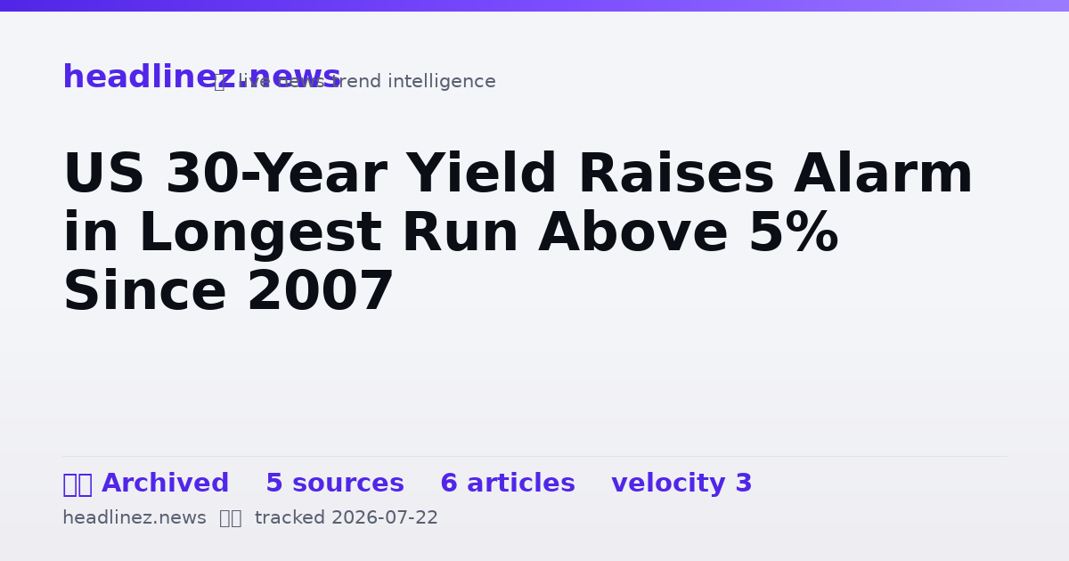 Visual summary for US 30-Year Yield Raises Alarm in Longest Run Above 5% Since 2007