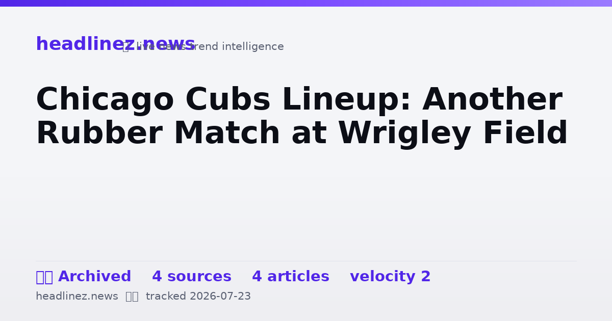 Visual summary for Chicago Cubs Lineup: Another Rubber Match at Wrigley Field