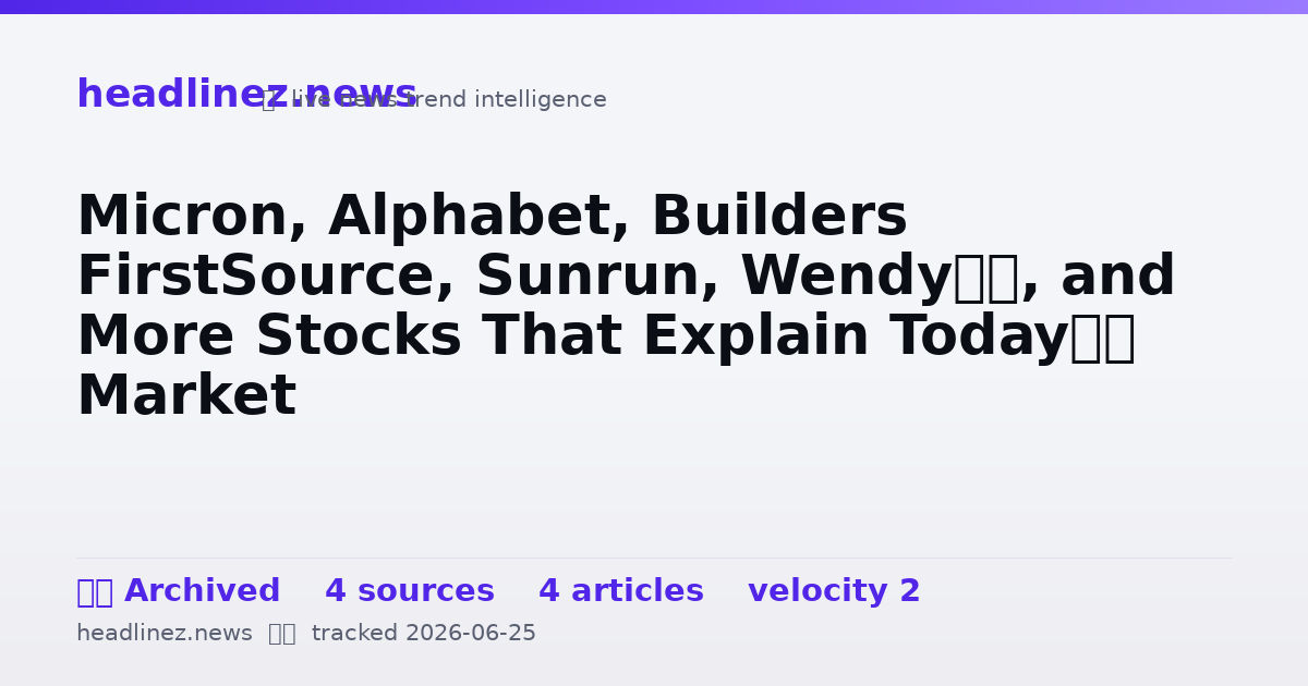 Visual summary for Micron, Alphabet, Builders FirstSource, Sunrun, Wendy’s, and More Stocks That Explain Today’s Market