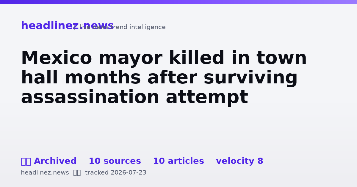 Visual summary for Mexico mayor killed in town hall months after surviving assassination attempt