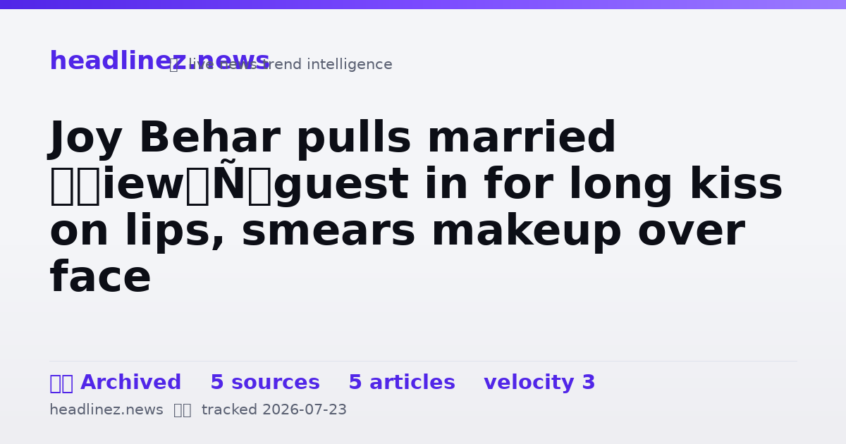 Visual summary for Joy Behar pulls married ‘View’ guest in for long kiss on lips, smears makeup over face