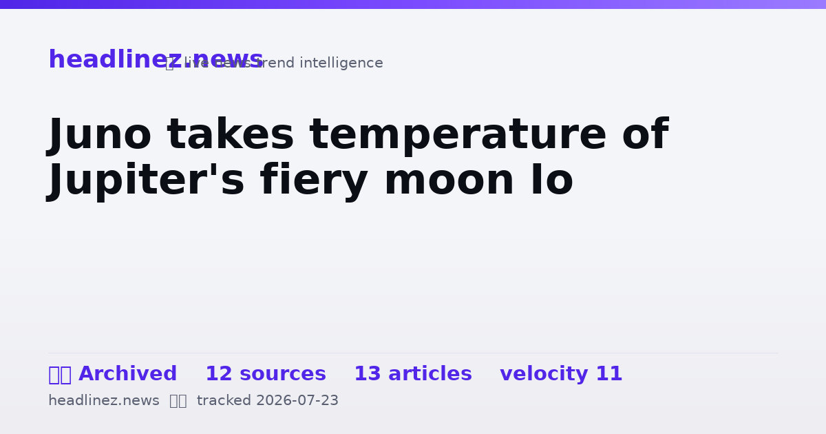 Visual summary for Juno takes temperature of Jupiter's fiery moon Io