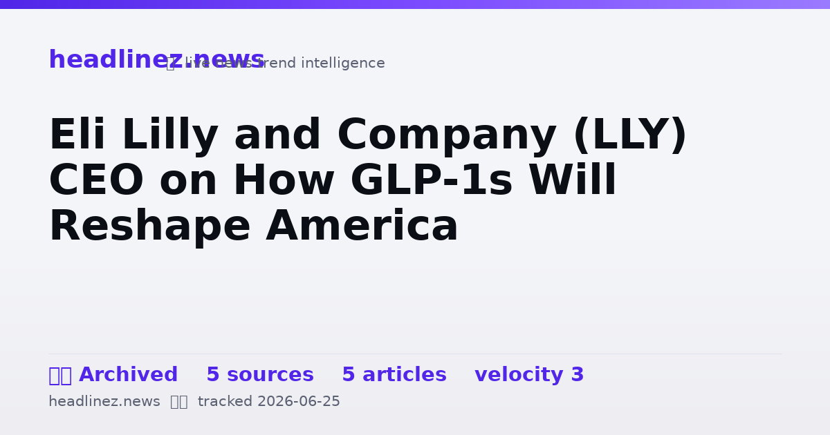 Visual summary for Eli Lilly and Company (LLY) CEO on How GLP-1s Will Reshape America