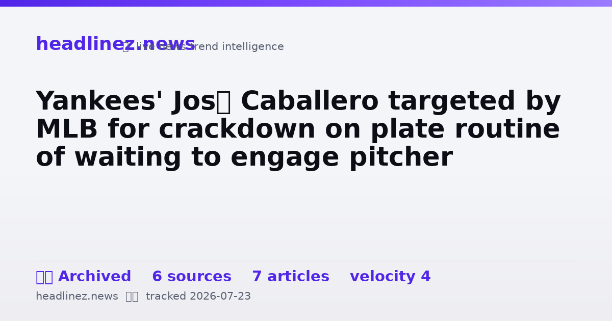 Visual summary for Yankees' José Caballero targeted by MLB for crackdown on plate routine of waiting to engage pitcher