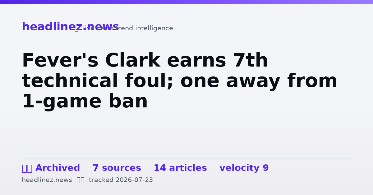 Visual summary for Fever's Clark earns 7th technical foul; one away from 1-game ban