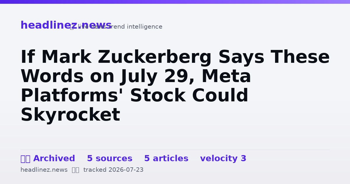 Visual summary for If Mark Zuckerberg Says These Words on July 29, Meta Platforms' Stock Could Skyrocket