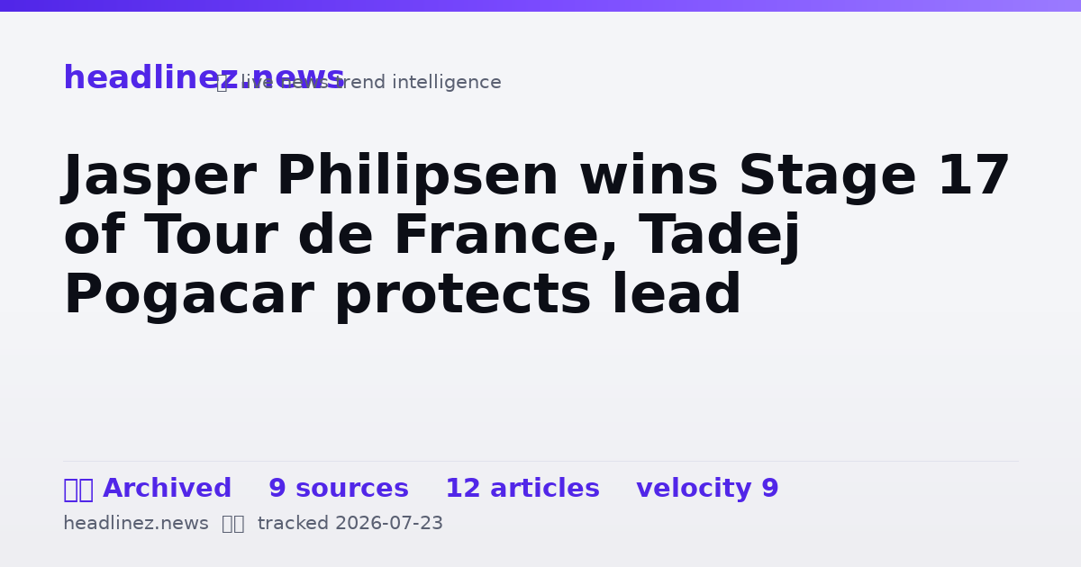 Visual summary for Jasper Philipsen wins Stage 17 of Tour de France, Tadej Pogacar protects lead
