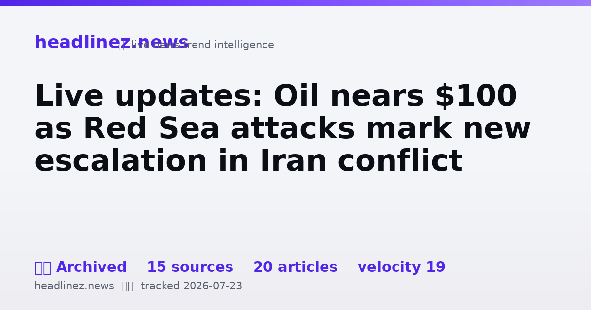 Visual summary for Live updates: Oil nears $100 as Red Sea attacks mark new escalation in Iran conflict