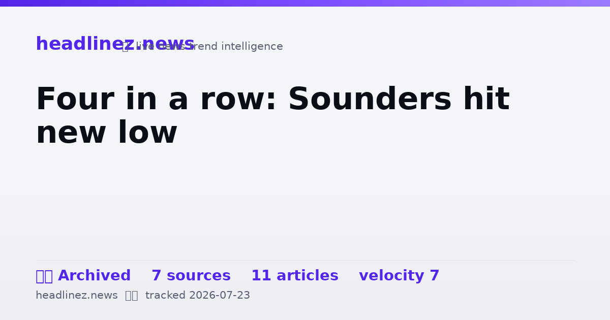 Visual summary for Four in a row: Sounders hit new low